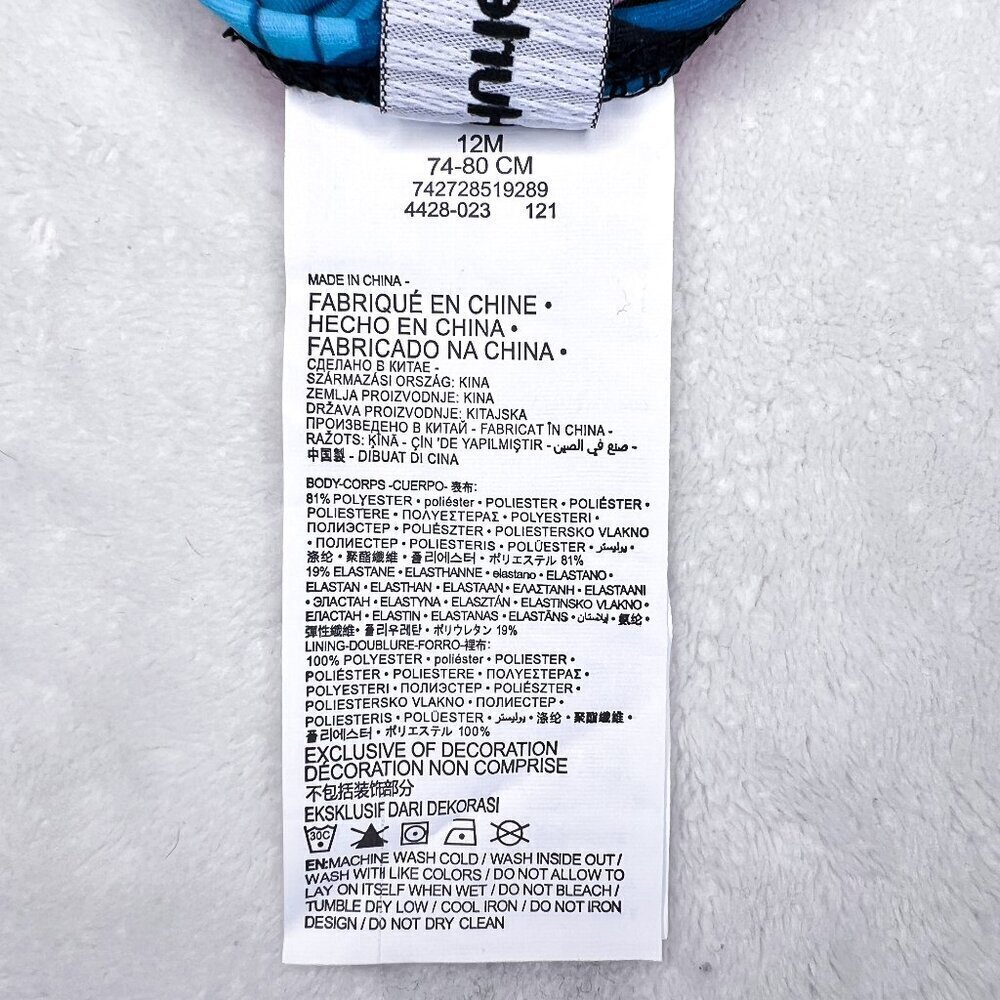 Hurley One Piece Swimsuit | Baby Girls | 12 Months | Tropical Floral | Pink Blue - Picture 9 of 9